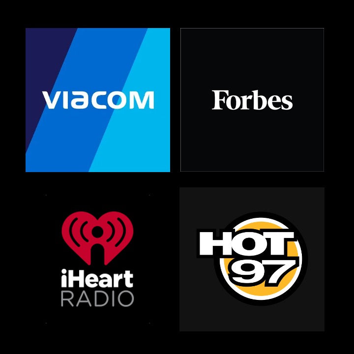 Logos of Viacom, Forbes, iHeart Radio, and Hot97