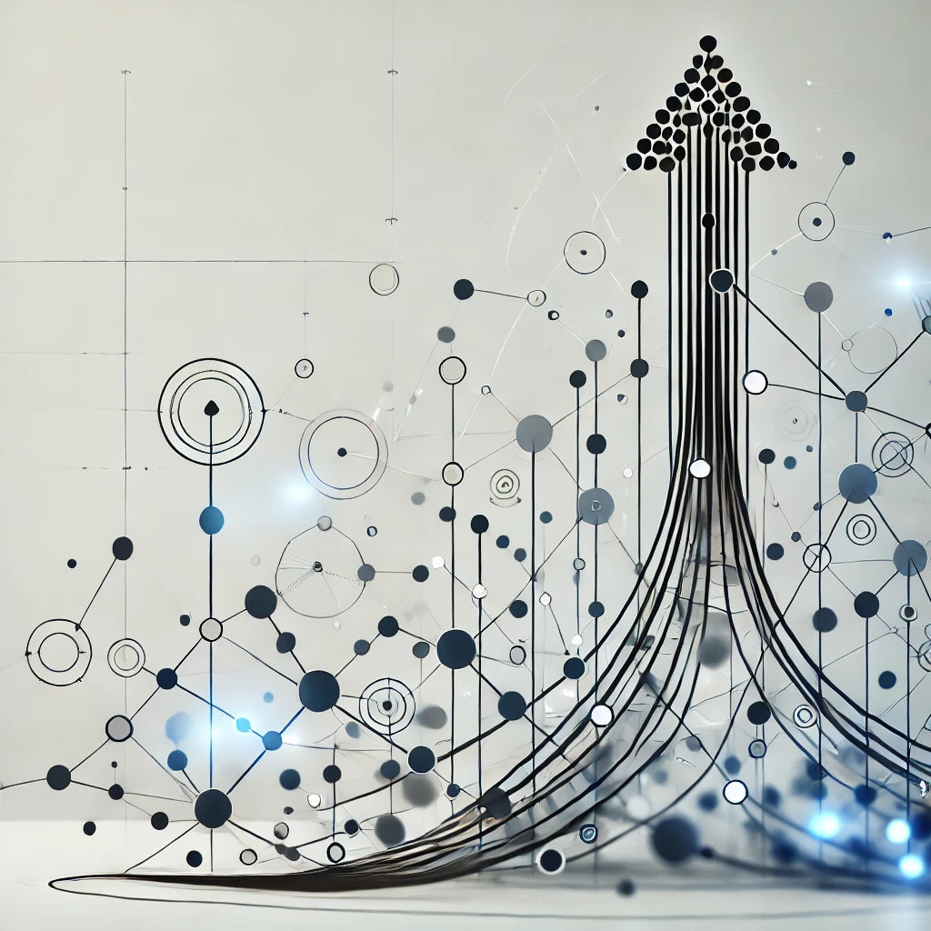 Modern minimalist illustration representing scalable growth through strategic, data-driven services by Robin Lee Innovations. Depicts collaborative and tech-enabled solutions designed to support revenue leaders in achieving growth goals effectively.