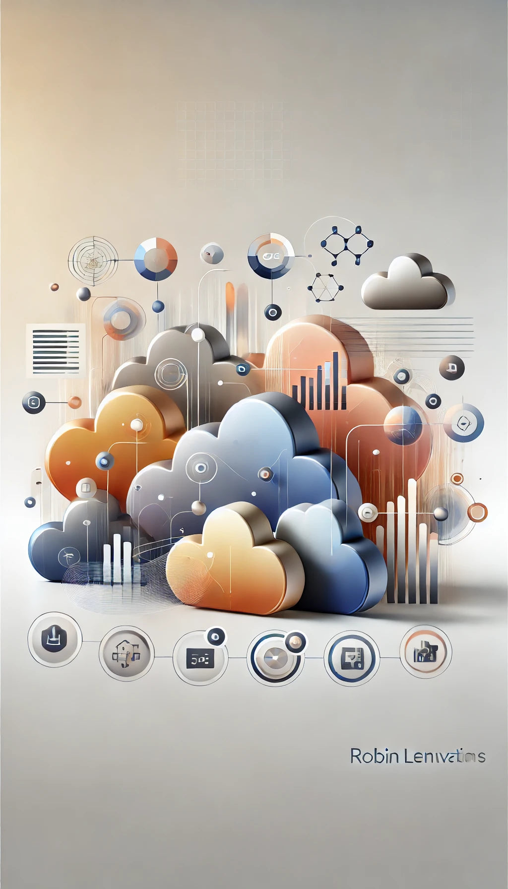 Minimalist vertical image symbolizing CRM Strategy, featuring abstract shapes representing data flow, platform integration, and automation. This modern design uses soft gradients and corporate colors to convey streamlined processes and optimized growth for businesses.