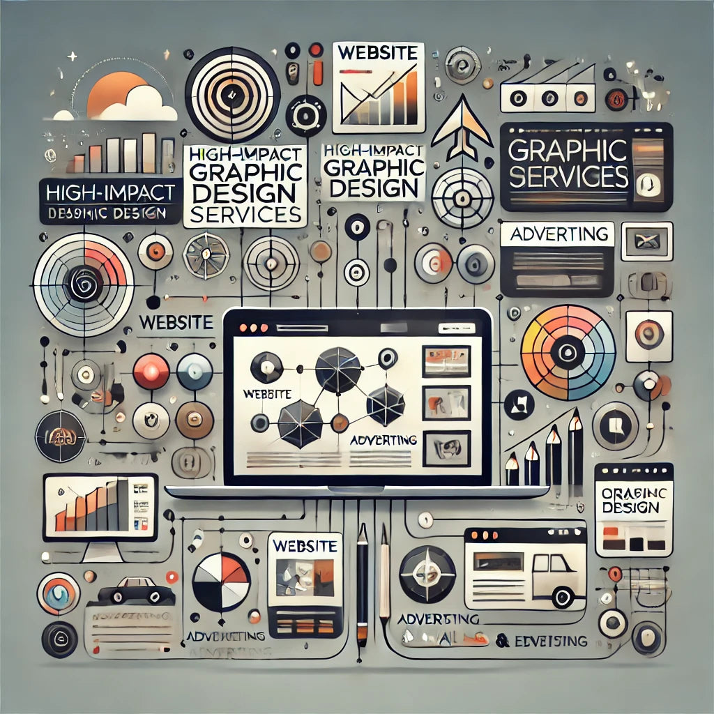 Modern minimalist graphic design representation illustrating cohesive brand experiences across digital platforms, showcasing Robin Lee Innovations' expertise in web design, content, advertising, email, and sales enablement for enhanced demand generation and customer connection.