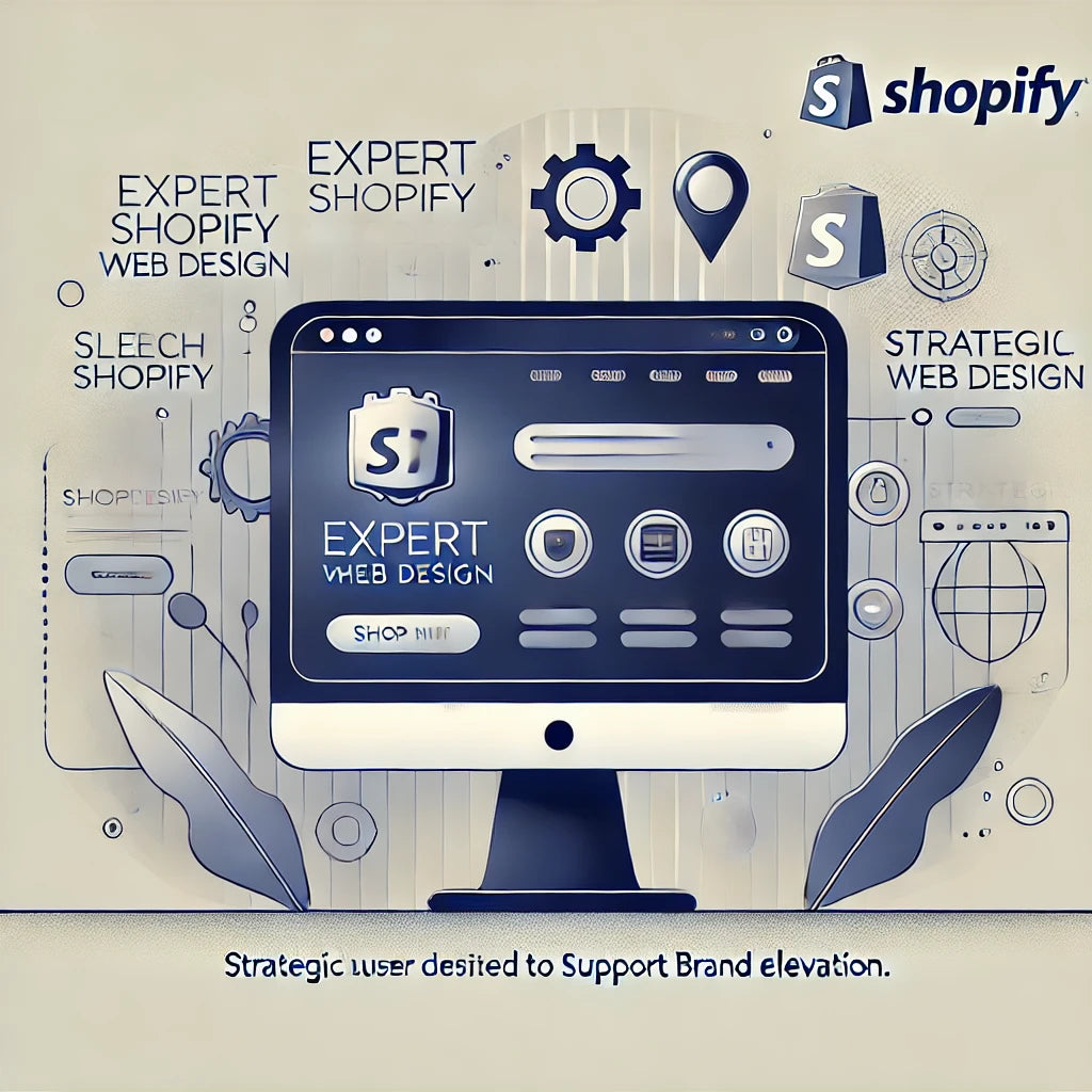 Minimalist illustration symbolizing professional Shopify web design by Robin Lee Innovations, highlighting seamless user experience, brand elevation, and optimized ecommerce functionality for scalable growth.