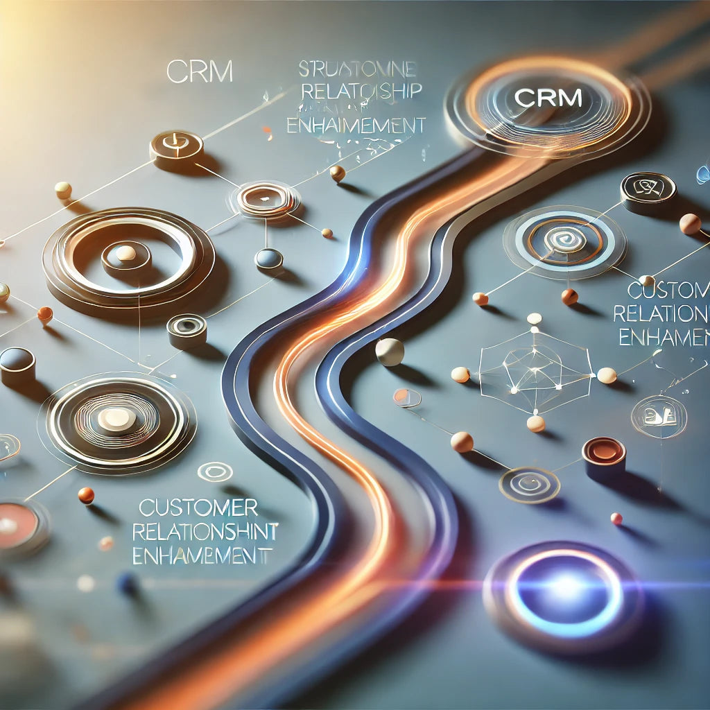 A modern, minimalist illustration depicting streamlined CRM optimization for growth and efficiency in the entertainment industry. The design includes abstract, interconnected nodes and fluid pathways, symbolizing seamless data management, enhanced customer relationships, and efficient lead tracking. Professional, vibrant colors convey an innovative and forward-thinking approach, highlighting technology and connectivity.